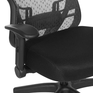 R2 SpaceGrid Back Chair with Memory Foam Black Mesh Seat, Height Adjustable Flip Arms, Adjustable Lumbar and Nylon Base