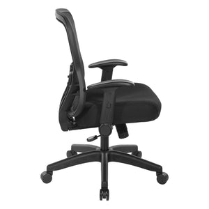 R2 SpaceGrid Back Chair with Memory Foam Black Mesh Seat, Height Adjustable Flip Arms, Adjustable Lumbar and Nylon Base