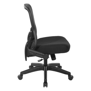 R2 SpaceGrid Back Chair with Memory Foam Black Mesh Seat, Height Adjustable Flip Arms, Adjustable Lumbar and Nylon Base