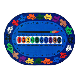 Carpets for Kids Bilingual Paint by Numero, 8'3" x 11'8" Oval