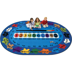 Carpets for Kids Bilingual Paint by Numero, 6'9" x 9' 5" Oval