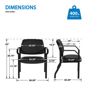 Big & Tall Silver Ion Technology Guest Chair, 400 lb. Capacity