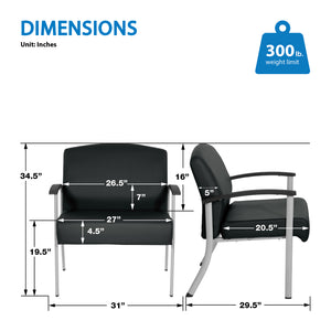 Big & Tall Silver Ion Technology Healthcare Guest Chair, 500 lb. Capacity