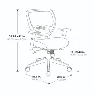 24/7 High Intensity Use Dark Air Grid® Back Task Chair with Memory Foam Black Mesh Seat, Adjustable Angled Arms and Angled Nylon Base