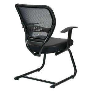 Professional Air Grid® Back Visitor’s Chair with Bonded Leather Seat, Fixed Arms and Sled Base