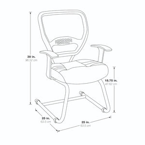 Professional Air Grid® Back Visitor’s Chair with Bonded Leather Seat, Fixed Arms and Sled Base