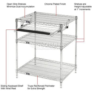 Global Industrial Mobile Computer Workstation, 34" H