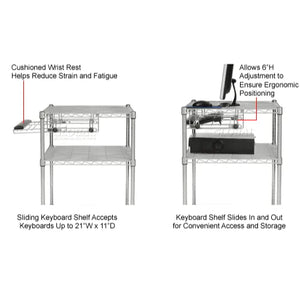 Global Industrial Mobile Computer Workstation, 34" H