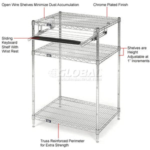Global Industrial Mobile Computer Workstation, 42" H