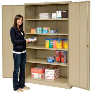 Global Industrial Storage Cabinet, Solid Door with Locking Handle, 48"W x 18"D x 78"H, Easy Assembly
