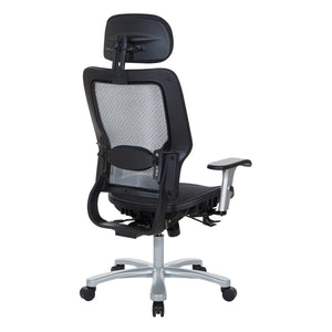 Big and Tall Air Grid® Seat and Back Manager's Chair with Adjustable Headrest, Adjustable Lumbar Support, 2-Way Adjustable Arms and Aluminum Silver Base