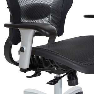 Big and Tall Air Grid® Seat and Back Manager's Chair with Adjustable Headrest, Adjustable Lumbar Support, 2-Way Adjustable Arms and Aluminum Silver Base