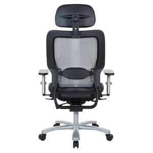 Big and Tall Air Grid® Seat and Back Manager's Chair with Adjustable Headrest, Adjustable Lumbar Support, 2-Way Adjustable Arms and Aluminum Silver Base