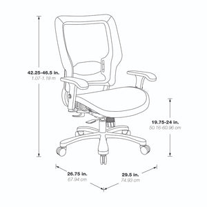 Big and Tall Air Grid® Seat and Back Manager's Chair with Adjustable Lumbar Support, 2-Way Adjustable Arms and Aluminum Silver Base