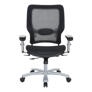 Big and Tall Air Grid® Seat and Back Manager's Chair with Adjustable Lumbar Support, 2-Way Adjustable Arms and Aluminum Silver Base