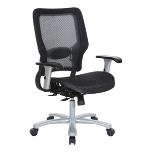 Big and Tall Air Grid® Seat and Back Manager's Chair with Adjustable Lumbar Support, 2-Way Adjustable Arms and Aluminum Silver Base