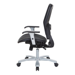 Big and Tall Air Grid® Seat and Back Manager's Chair with Adjustable Lumbar Support, 2-Way Adjustable Arms and Aluminum Silver Base