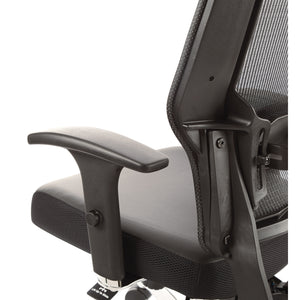 Black Vertical Mesh Back Manager's Chair with Black Bonded Leather Seat, Height Adjustable Chrome Arms, Height and Depth Adjustable Lumbar Support and Polished Aluminum Base