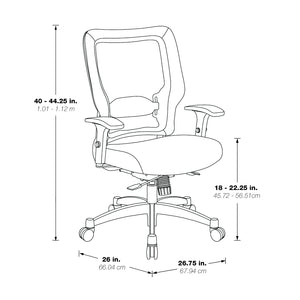 Black Vertical Mesh Back Manager's Chair with Black Bonded Leather Seat, Height Adjustable Chrome Arms, Height and Depth Adjustable Lumbar Support and Polished Aluminum Base