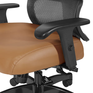 Big & Tall Black Vertical Matrix Back and Silver Ion Techology Dillon Seat Manager’s Chair with Height Adjustable Back, Self-Adjusting Lumbar Support, 2-Way Adjustable Arms with PU Pads, and Industrial Steel Finish Base