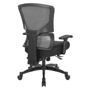 Big & Tall Black Vertical Matrix Back and Black Fabric Seat Manager’s Chair with Height Adjustable Back, Self-Adjusting Lumbar Support, 2-Way Adjustable Arms with PU Pads, and Industrial Steel Finish Base
