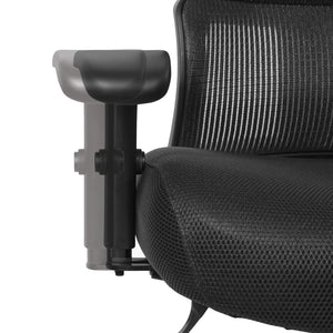 Big & Tall Black Vertical Matrix Back and Black Fabric Seat Manager’s Chair with Height Adjustable Back, Self-Adjusting Lumbar Support, 2-Way Adjustable Arms with PU Pads, and Industrial Steel Finish Base