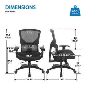 Big & Tall Black Vertical Matrix Back and Silver Ion Techology Dillon Seat Manager’s Chair with Height Adjustable Back, Self-Adjusting Lumbar Support, 2-Way Adjustable Arms with PU Pads, and Industrial Steel Finish Base