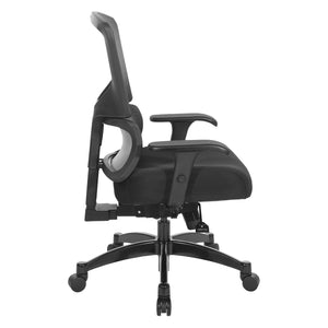 Big & Tall Black Vertical Matrix Back and Black Fabric Seat Manager’s Chair with Height Adjustable Back, Self-Adjusting Lumbar Support, 2-Way Adjustable Arms with PU Pads, and Industrial Steel Finish Base