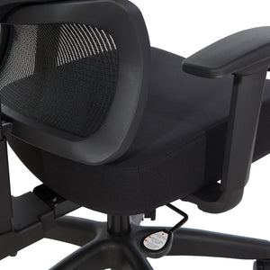 Black Vertical Matrix Back and Black Fabric Seat Manager's Chair w/Height Adjustable Back, Self-Adjusting Lumbar Support, Height Adjustable Arms, 2-Way Adjustable Headrest, & Black Nylon Base