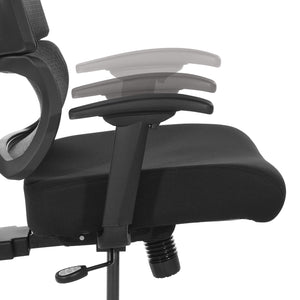 Black Vertical Matrix Back and Black Fabric Seat Manager's Chair w/Height Adjustable Back, Self-Adjusting Lumbar Support, Height Adjustable Arms, 2-Way Adjustable Headrest, & Black Nylon Base