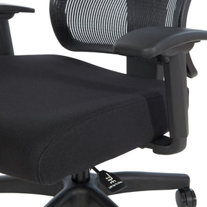 Black Vertical Matrix Back and Black Fabric Seat Manager's Chair w/Height Adjustable Back, Self-Adjusting Lumbar Support, Height Adjustable Arms, 2-Way Adjustable Headrest, & Black Nylon Base