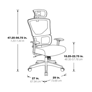 Black Vertical Matrix Back and Black Fabric Seat Manager's Chair w/Height Adjustable Back, Self-Adjusting Lumbar Support, Height Adjustable Arms, 2-Way Adjustable Headrest, & Black Nylon Base