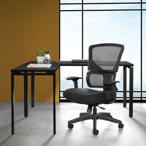 Black Vertical Matrix Back and Black Fabric Seat Manager's Chair with Height Adjustable Back, Self-Adjusting Lumbar Support, Height Adjustable Arms, and Black Nylon Base