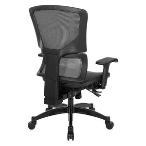 Big & Tall Black Vertical Matrix Seat and Back Manager’s Chair with Height Adjustable Back, Self-Adjusting Lumbar Support, 2-Way Adjustable Arms with PU Pads and Industrial Steel Finish Base