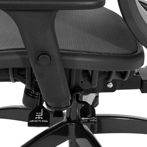 Big & Tall Black Vertical Matrix Seat and Back Manager’s Chair with Height Adjustable Back, Self-Adjusting Lumbar Support, 2-Way Adjustable Arms with PU Pads and Industrial Steel Finish Base
