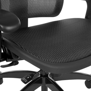 Big & Tall Black Vertical Matrix Seat and Back Manager’s Chair with Height Adjustable Back, Self-Adjusting Lumbar Support, 2-Way Adjustable Arms with PU Pads and Industrial Steel Finish Base