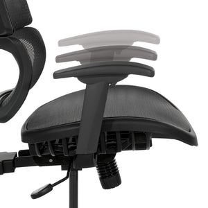 Black Vertical Matrix Seat and Back Manager's Chair with Height Adjustable Back, Self-Adjusting Lumbar Support, Height Adjustable Arms, 2-Way Adjustable Headrest, and Black Nylon Base