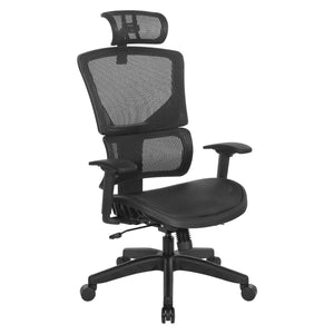 Black Vertical Matrix Seat and Back Manager's Chair with Height Adjustable Back, Self-Adjusting Lumbar Support, Height Adjustable Arms, 2-Way Adjustable Headrest, and Black Nylon Base