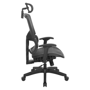 Black Vertical Matrix Seat and Back Manager's Chair with Height Adjustable Back, Self-Adjusting Lumbar Support, Height Adjustable Arms, 2-Way Adjustable Headrest, and Black Nylon Base