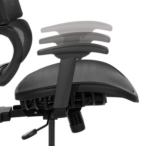 Black Vertical Matrix Seat and Back Manager's Chair with Height Adjustable Back, Self Adjusting Lumbar Support, Height Adjustable Arms, and Black Nylon Base