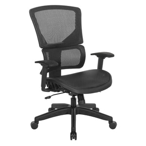 Black Vertical Matrix Seat and Back Manager's Chair with Height Adjustable Back, Self Adjusting Lumbar Support, Height Adjustable Arms, and Black Nylon Base