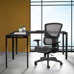 Black Vertical Matrix Seat and Back Manager's Chair with Height Adjustable Back, Self Adjusting Lumbar Support, Height Adjustable Arms, and Black Nylon Base