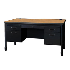 Mesa Metal Double Pedestal Teacher's Desk with Center Drawer, 60" x 30"