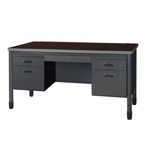 Mesa Metal Double Pedestal Teacher's Desk with Center Drawer, 60" x 30"