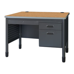 Mesa Metal Single Pedestal Teacher's Desk with Center Drawer, 48" x 30"