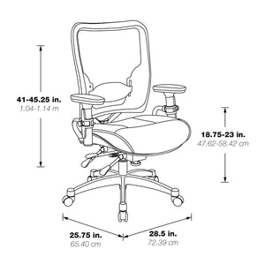 Professional Dual Function Ergonomic Dark Air Grid® Back and Leather Seat Manager's Chair with Adjustable Arms, Adjustable Lumbar and Industrial Steel Finish Base