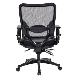 Professional Dual Function Ergonomic Dark Air Grid® Back and Leather Seat Manager's Chair with Adjustable Arms, Adjustable Lumbar and Industrial Steel Finish Base