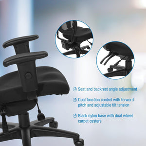 Soft Frame Task Chair with Dual Function Control, ProGrid Mesh Back and Padded Fabric Seat