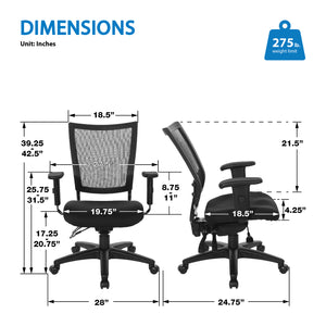 Soft Frame Task Chair with Dual Function Control, ProGrid Mesh Back and Padded Fabric Seat