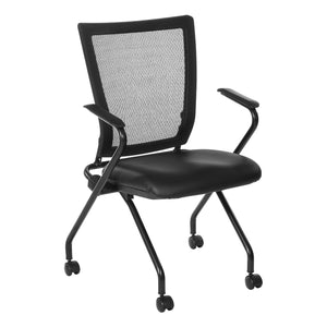 Soft PU Padded ProGrid® Back Folding/Nesting Chair with Arms, Dillon Black Padded Seat (2-Pack)